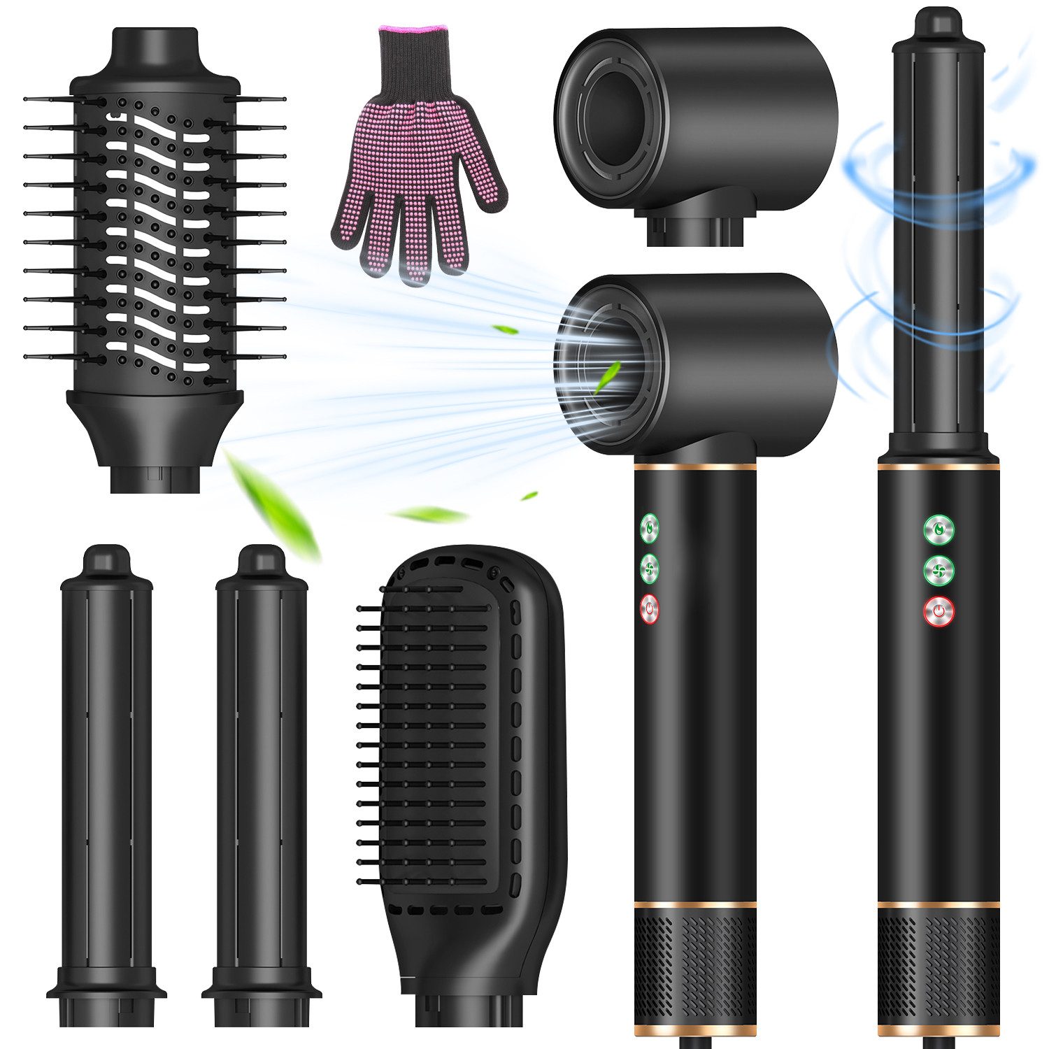 RWEUOQ Multihaarstyler Multihaarstyler Haarstyler 5 in1 Lockenstab Airstyler Europäische Norm, mit rutschfesten Handschuhen,für alle Haartypen
