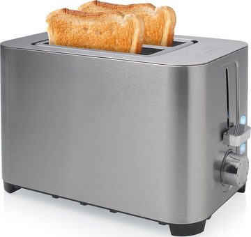 PRINCESS Toaster 142400, 2 kurze Schlitze, 850 W, Edelstahl, Brötchenaufsatz, 7 Bräunungsstufen, Krümelschublade