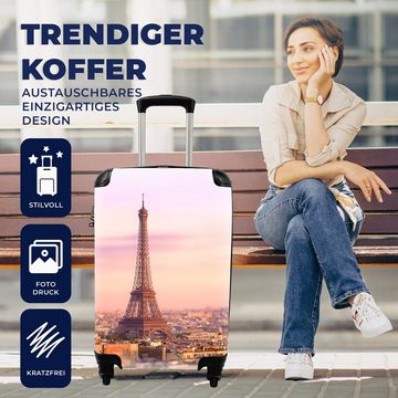 MuchoWow Handgepäckkoffer Blick über Paris mit dem Eiffelturm als Höhepunkt, 4 Rollen, Reisetasche mit rollen, Handgepäck für Ferien, Trolley, Reisekoffer