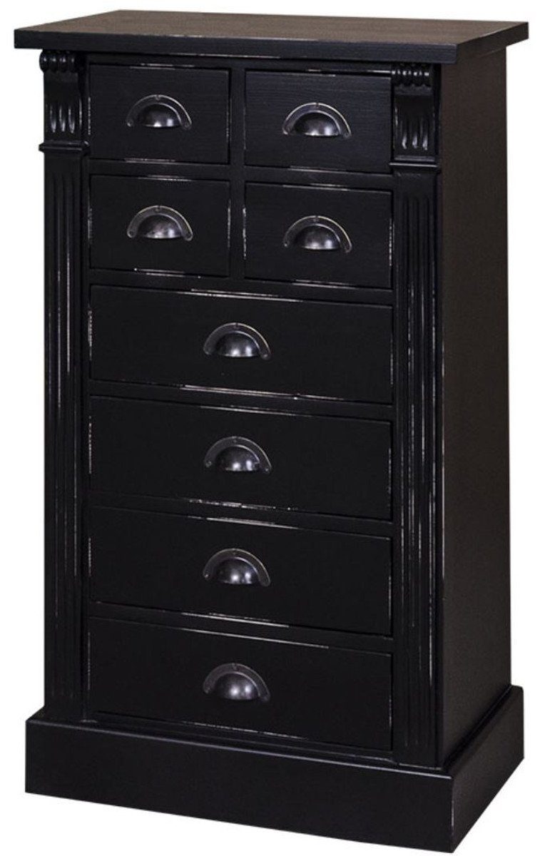 Kommode Casa Padrino Landhausstil Massivholz Kommode mit 8 Schubladen Antik Schwarz 60 x 36 x H. 100 cm - Landhausstil Möbel
