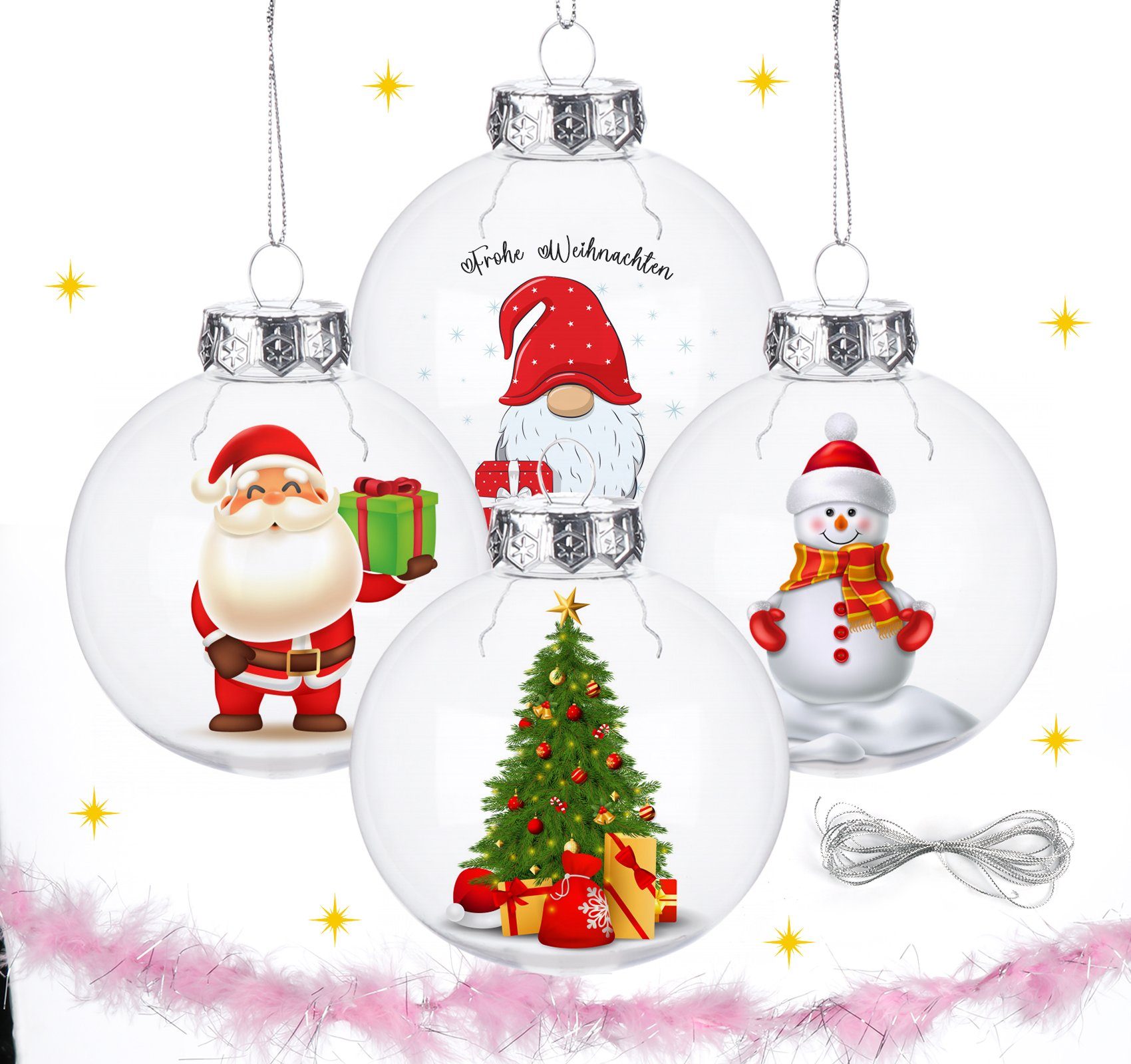 Homewit Weihnachtsbaumkugel 12teilig Acrylkugeln DIY Kugeln