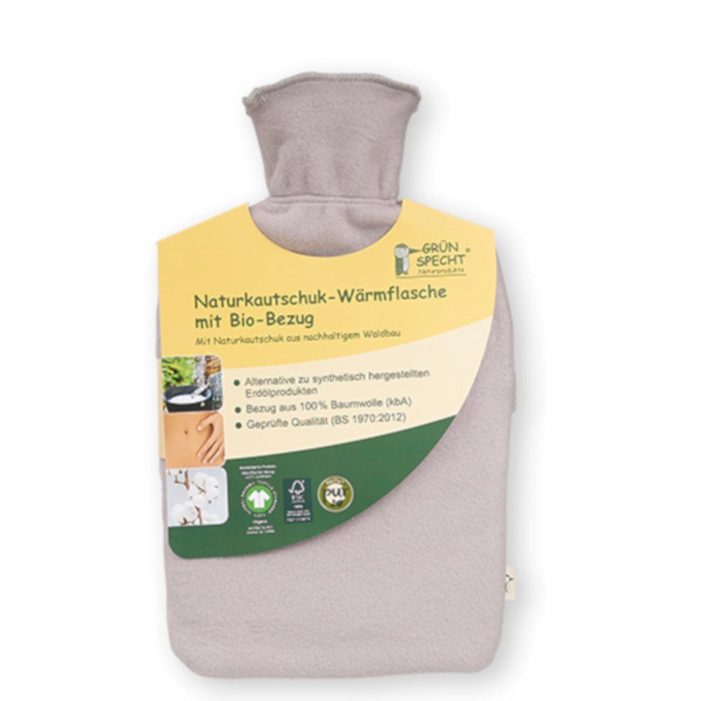GRÜNSPECHT Wärmflasche Bio-Kinder-Wärmflasche mit Bio-Bezug 2,0l Naturkautschuk 645-00