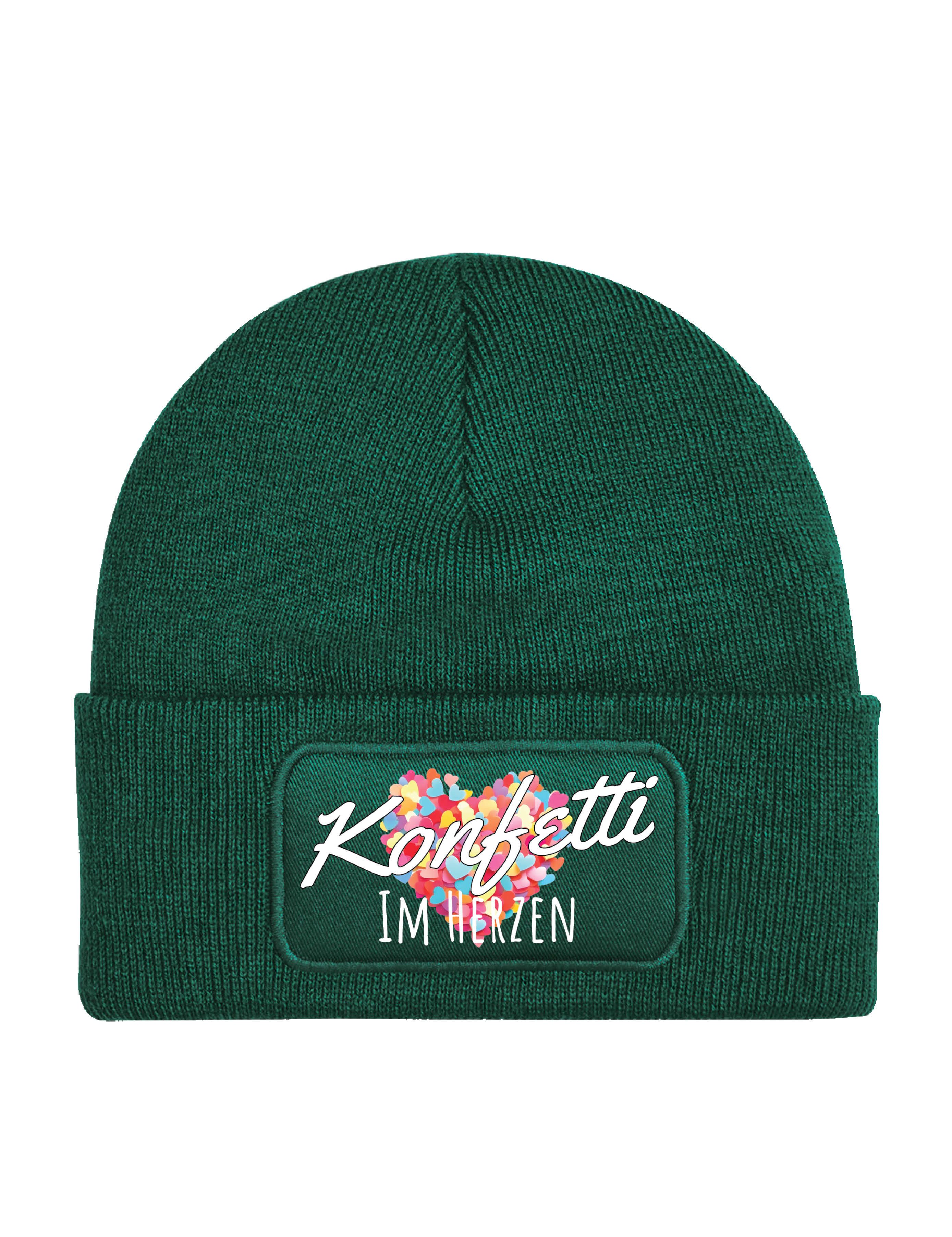 Youth Designz Beanie Unisex Strick Beanie Mütze "Konfetti im Herzen" Aufdruck Geschenk mit lustigem Spruch Print für Frauen und Männer