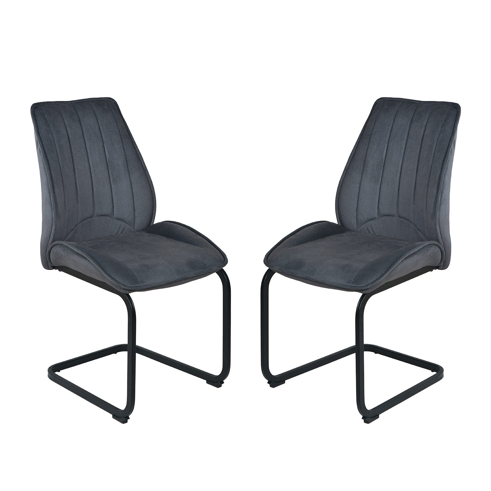 Jiexi Esszimmerstuhl Esszimmerstuhl Grau gepolstert mit Freischwinger Gestell 2er/4er/6er (Set), Schwingstuhl