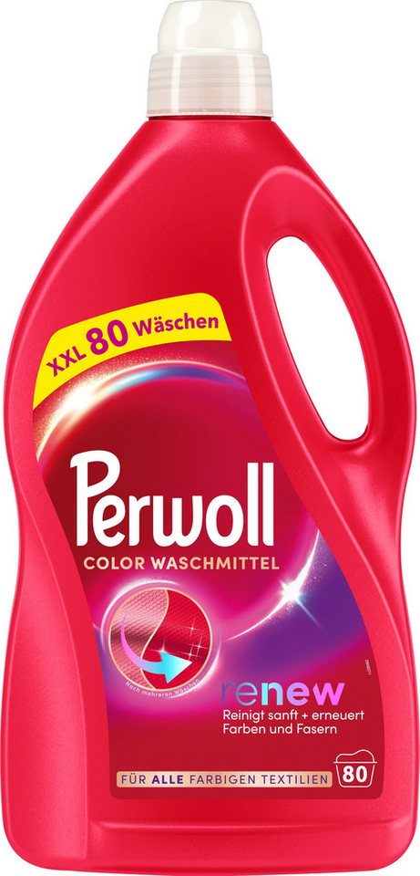 Perwoll PERWOLL Flüssigwaschmittel 80WL Color Familienpack 4L Colorwaschmittel (XXL-Pack, [1-St. Flüssigwaschmittel mit Dreifach-Renew-Technologie)