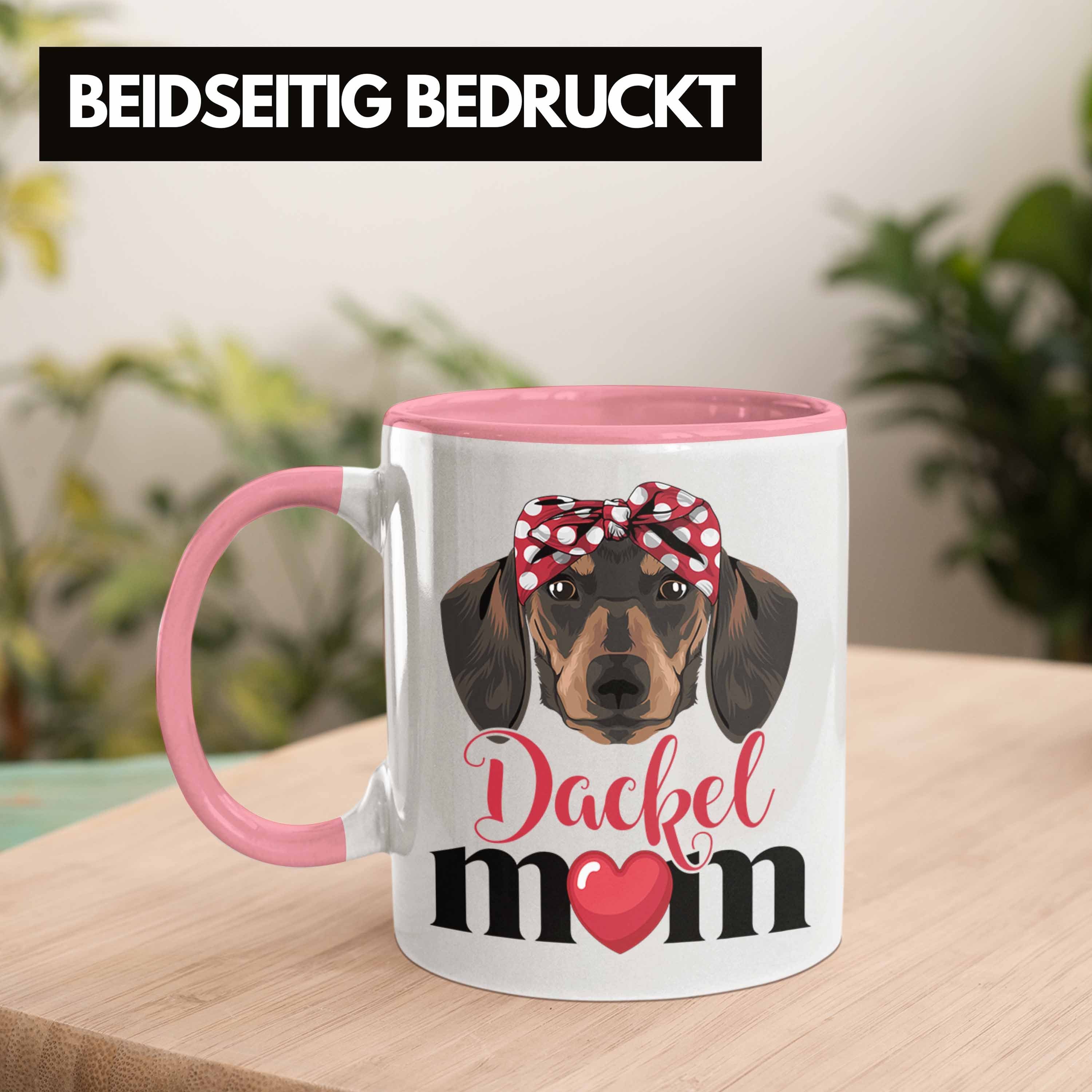 Geschenk Tasse für Mom Grafik Geschen Dackel Tasse Frauchen Rosa Dackel-Besiterin Trendation
