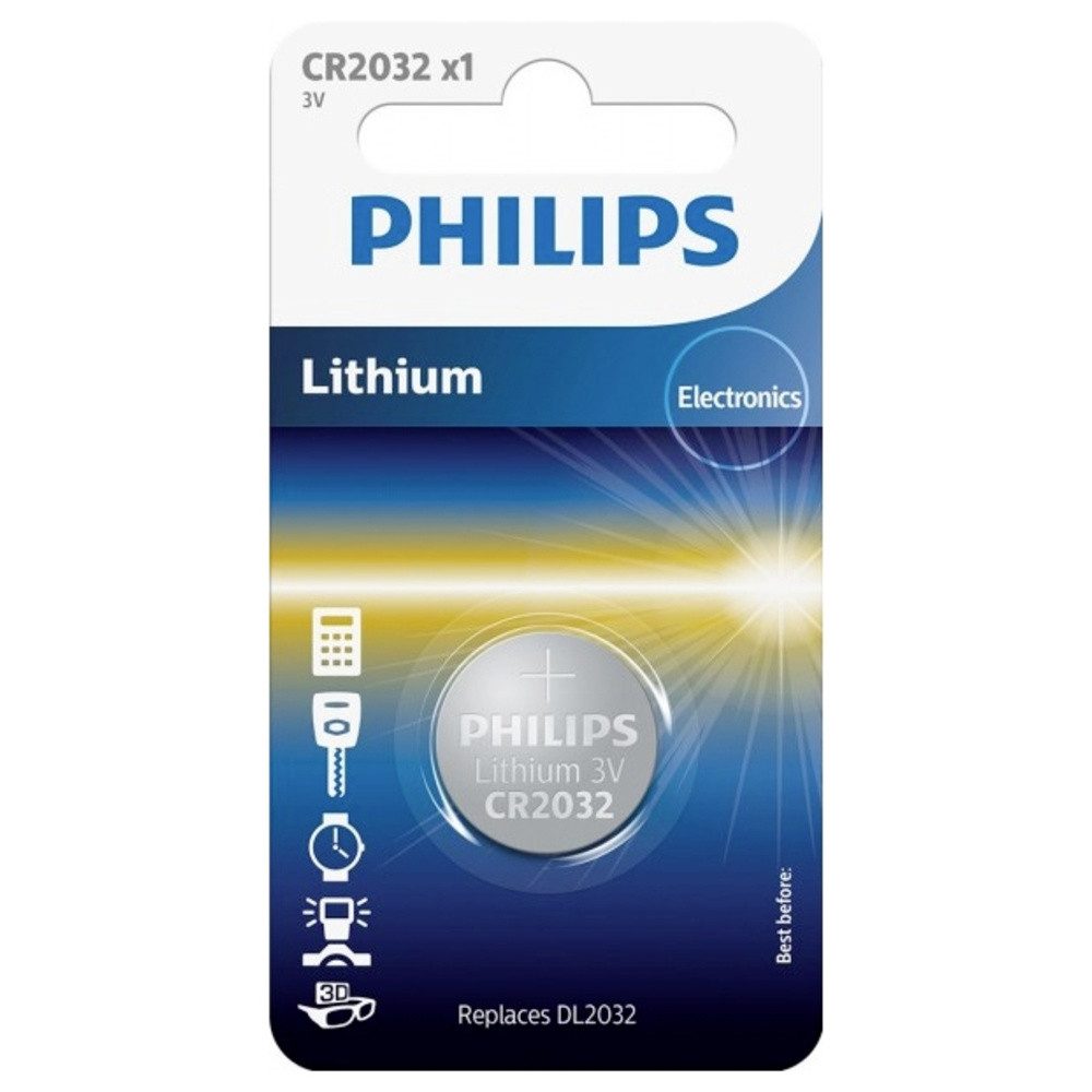 Philips Knopfzelle CR2032 3 V 1 St. Lithium Minicells