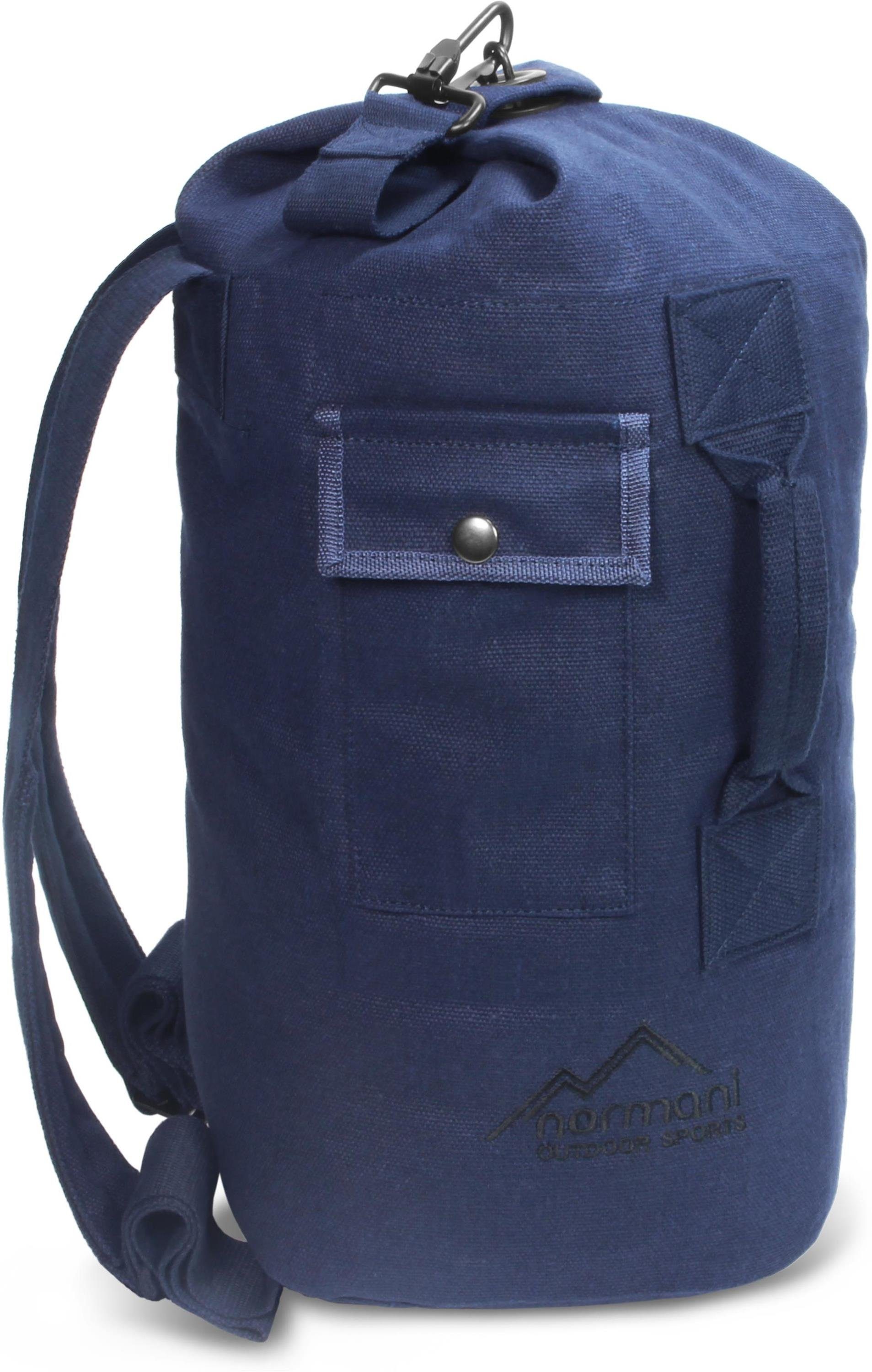 normani Packsack Canvas-Seesack 30 l Submariner 30, Duffle Bag Rucksack mit Doppelgurt und Metallverschluss Navy