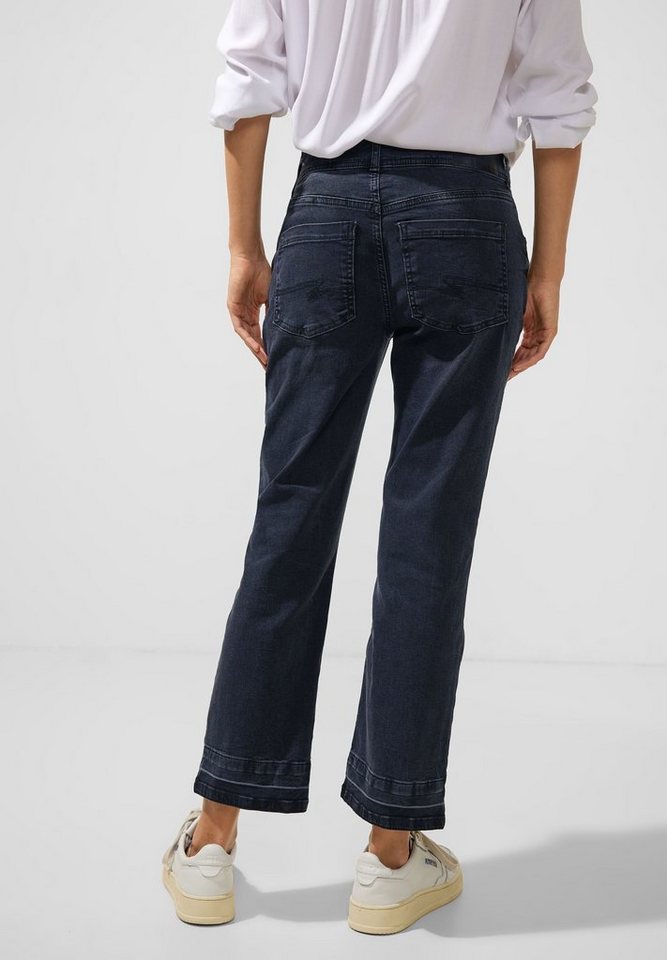 STREET Comfort-fit-Jeans High Waschung, Nietendetails Schwarze ONE Waist,