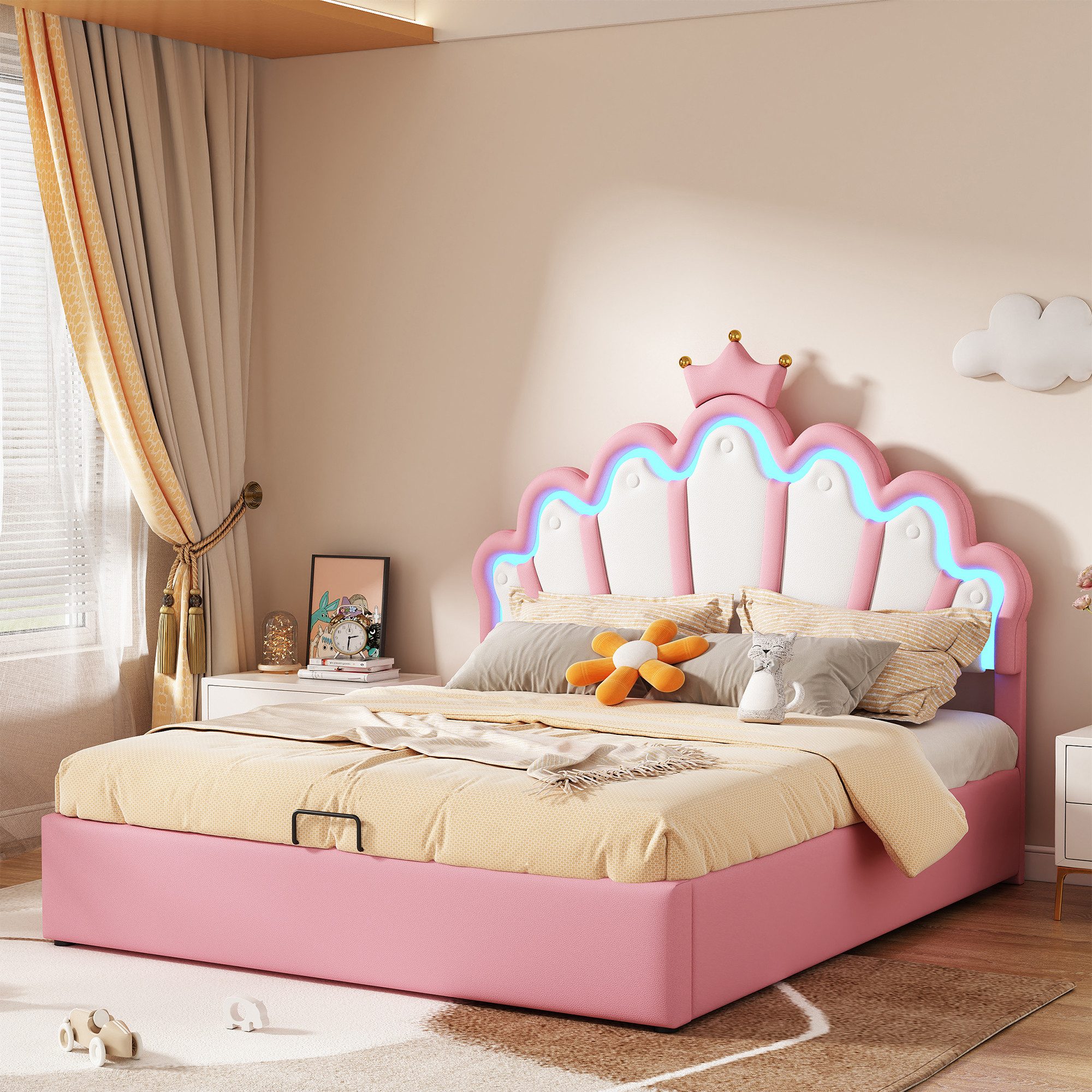 STILVORA Kinderbett 140×200 mit bettkasten&LED,Prinzessin Bett günstig online kaufen