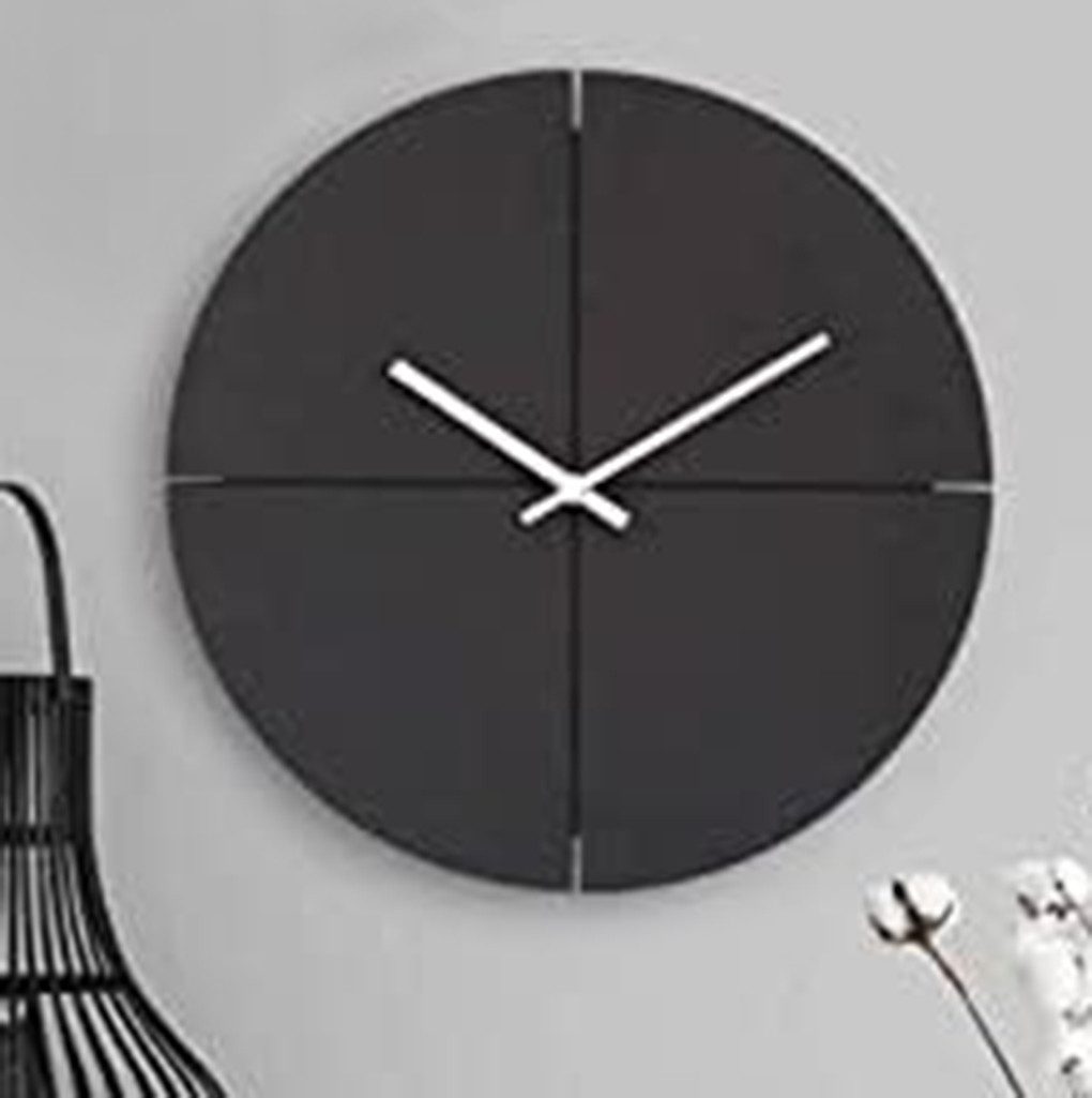 K&L Wall Art Wanduhr Leise Holzuhr Schwarz Weiß Retro Wanduhr aus Holz (30 cm groß, lautlos, ohne Ticken)