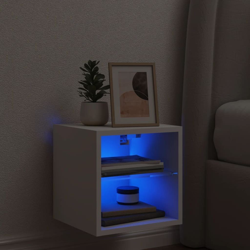 vidaXL Hängeschrank NA Wandschrank mit LED Leuchten Weiß 30x28,5x30 cm Hängeschrank