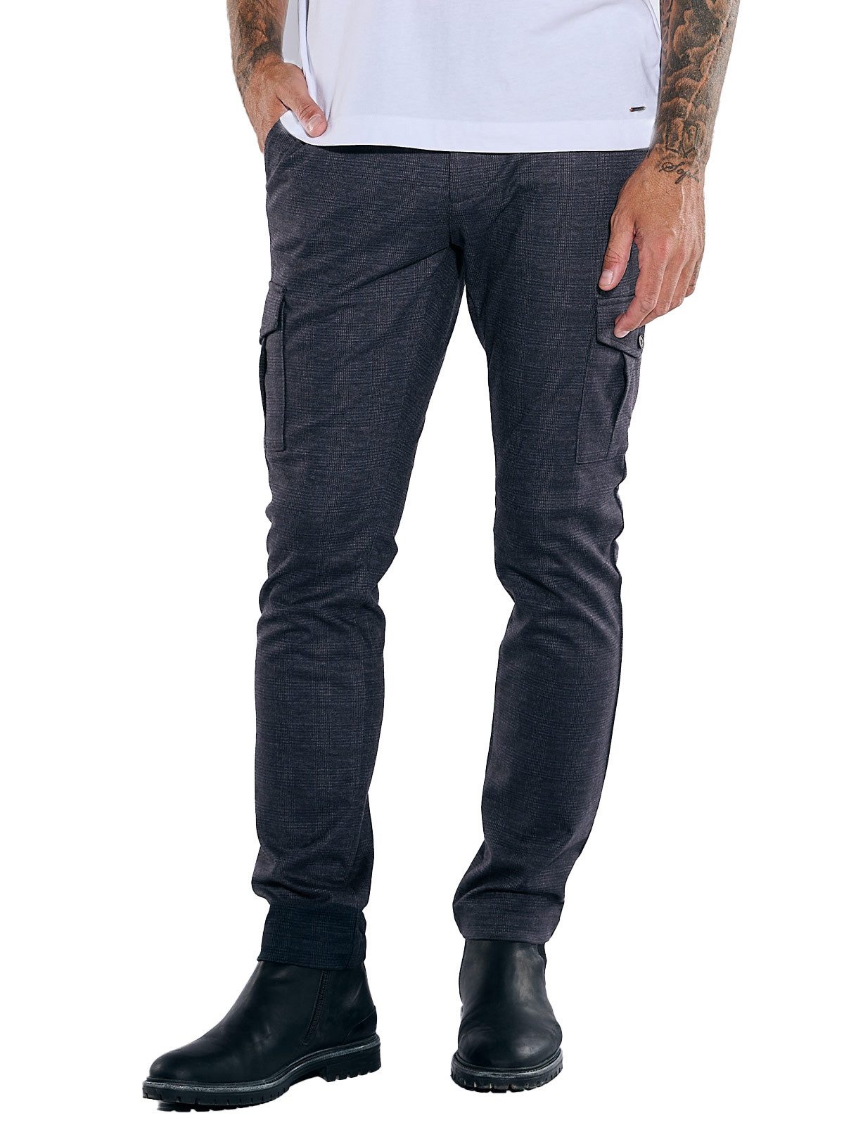 emilio adani Stoffhose emilio adani Herren Chino-Cargo kariert, Saphirblau