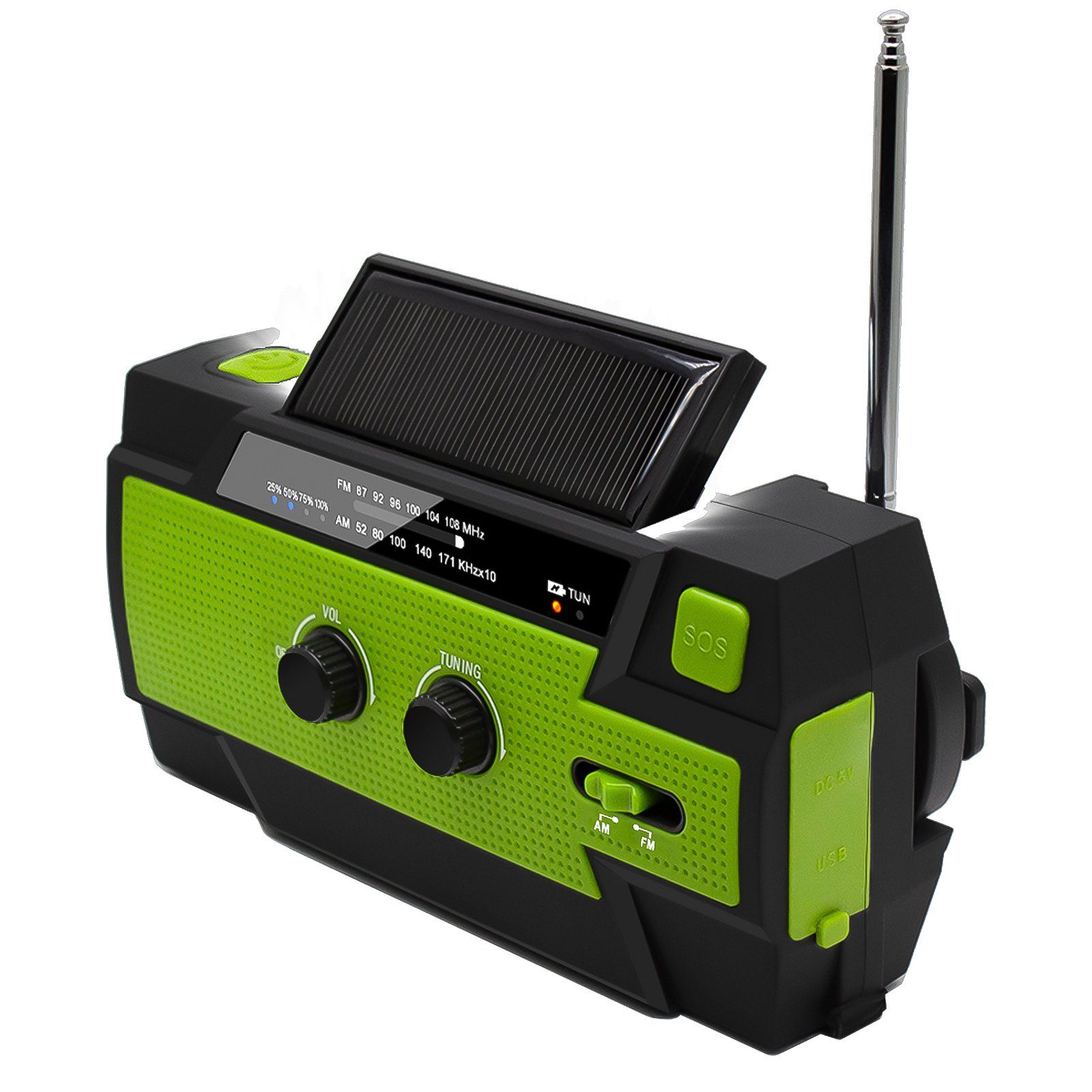 Grafner Kurbelradio Radio Camping Akku Aufladung Kurbel) AM, Solar Notfallradio Survival (FM, USB LED per