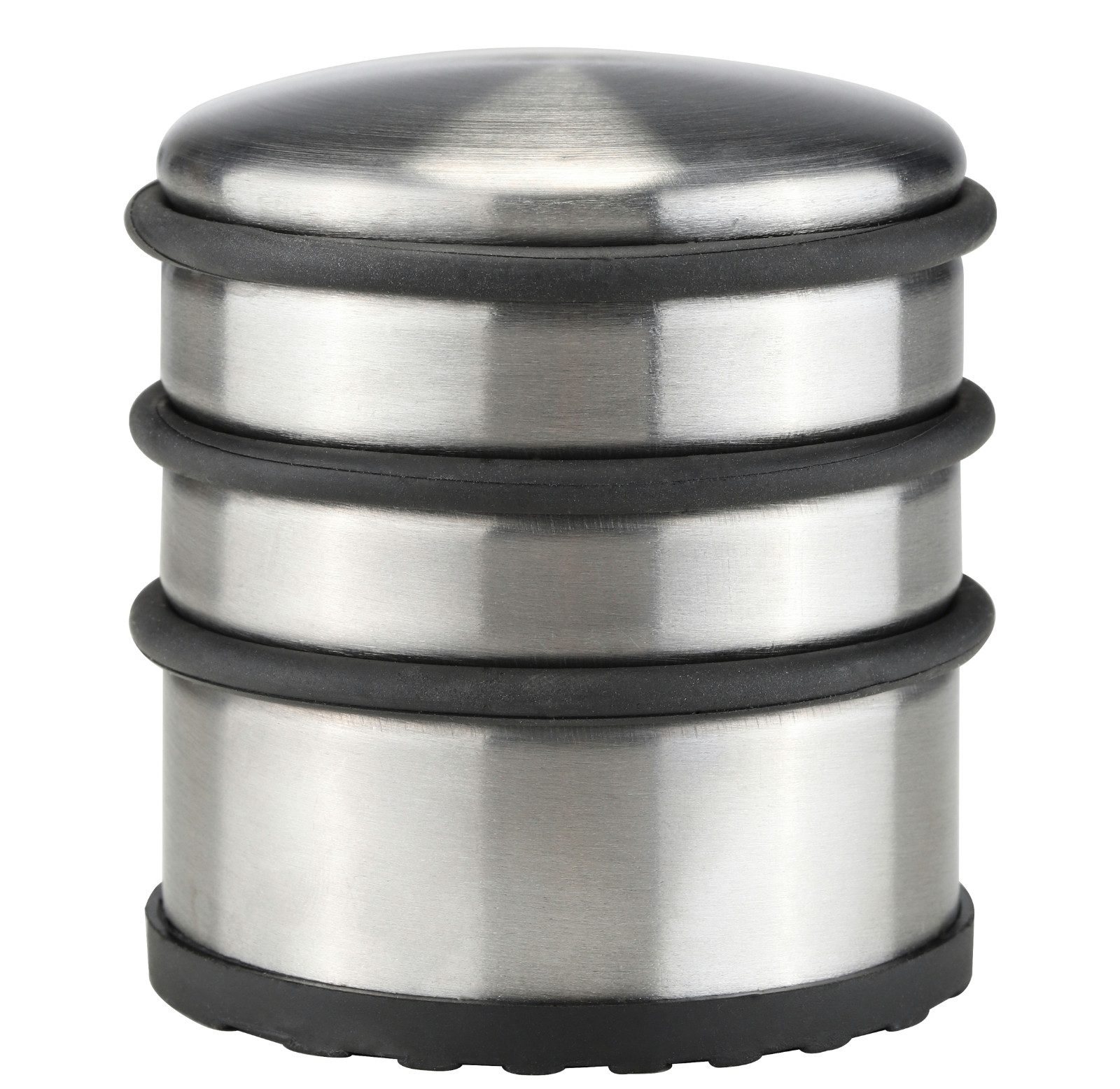 Haushalt International Bodentürstopper Türstopper Türblocker Türhalter Edelstahl 1,1kg 3 Stk (Set, 3 St., Packung), je 1,1kg, 8x7cm, gummiert, Silber