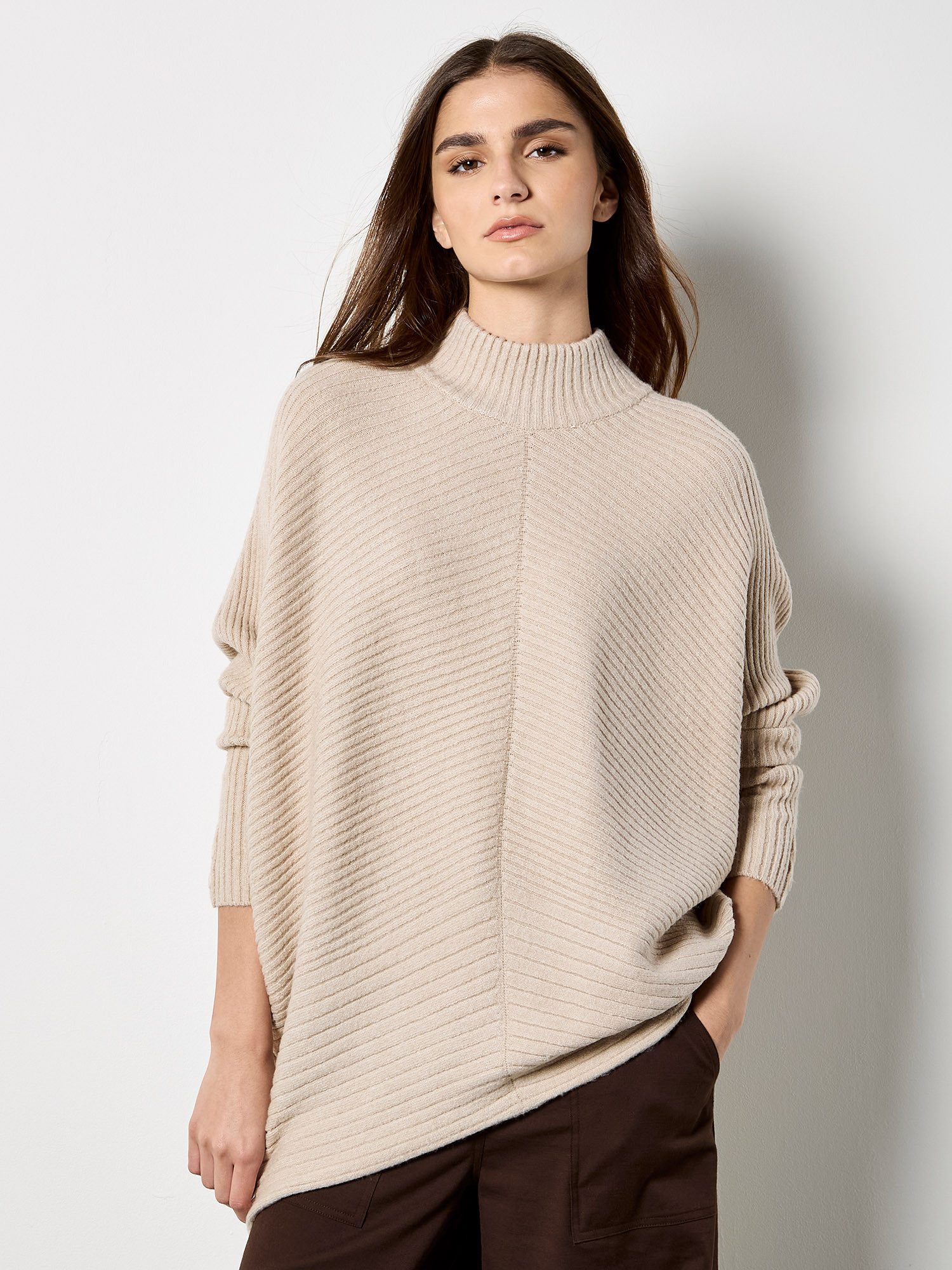 Apricot Strickpullover Oversized-Pullover mit Stehkragen günstig online kaufen