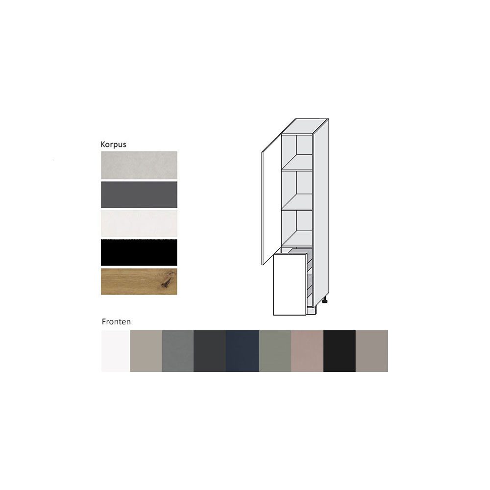 Feldmann-Wohnen Apothekerschrank Bonn (2D14K/40 kargo, 1 Tür, 2 Einlegeböden, 1 Korbauszug, 1-St., moderne Optik, MDF Fronten) schwarz / schwarz matt
