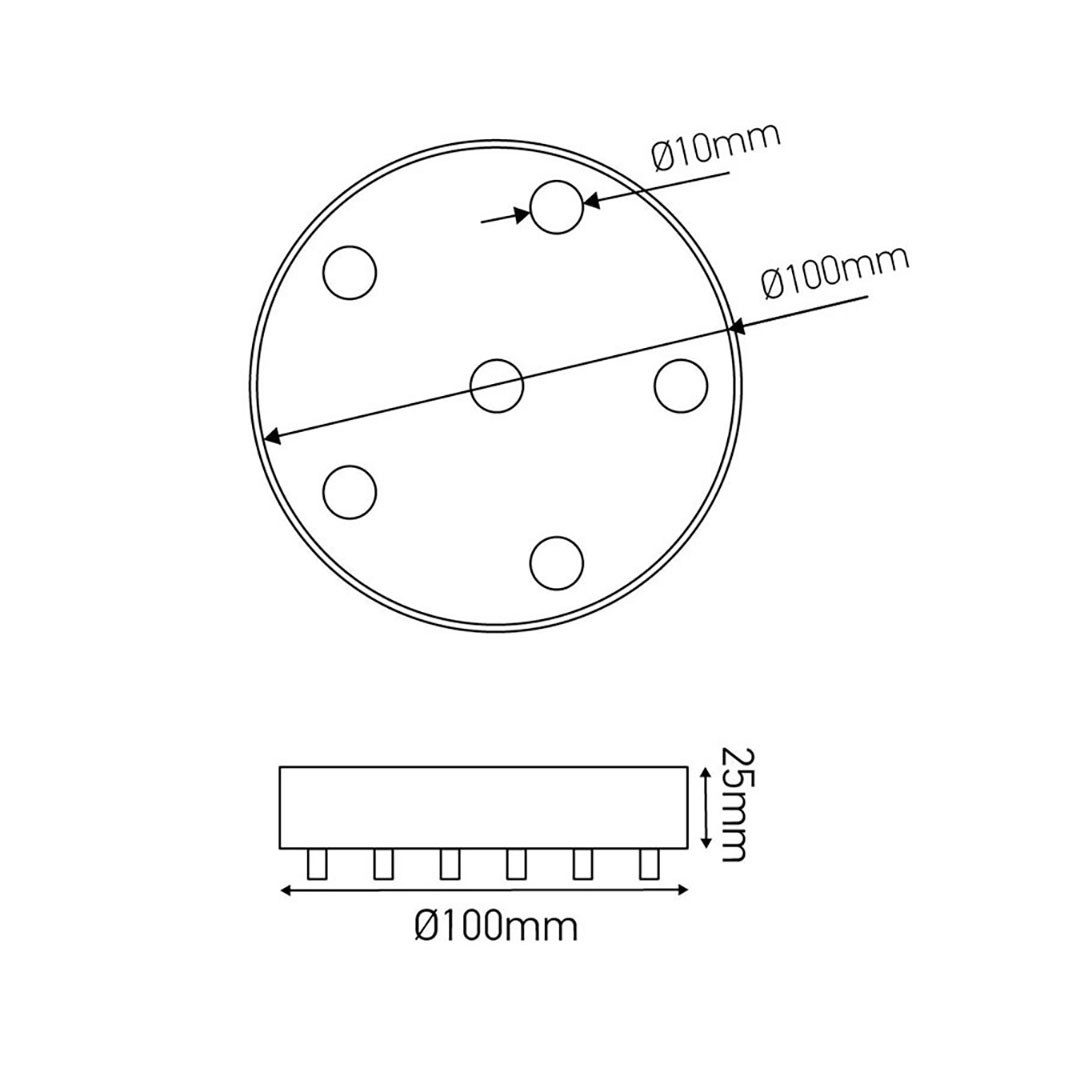 Girard Sudron Lampen-Verteiler Lampen Baldachin Metall 6-fach Schwarz, Ø: 10 cm x H: 2,5 cm