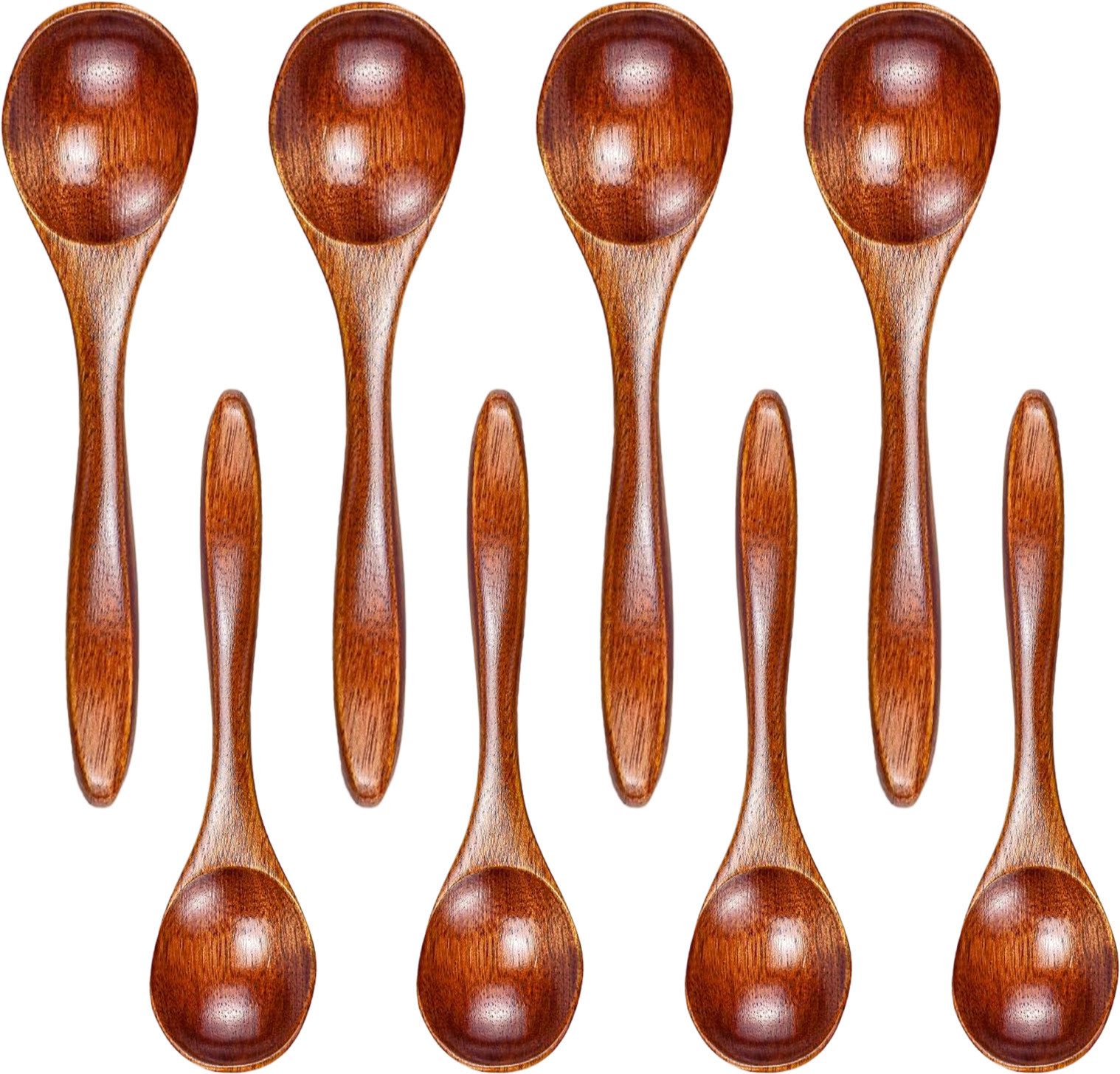 MODFU Кулинарные ложки 8 Stück Holzlöffel Set Dessertlöffel Kaffeelöffel, Mehrzweck Suppenlöffel für Suppe Reis Honig Gewürze Kaffee Tee