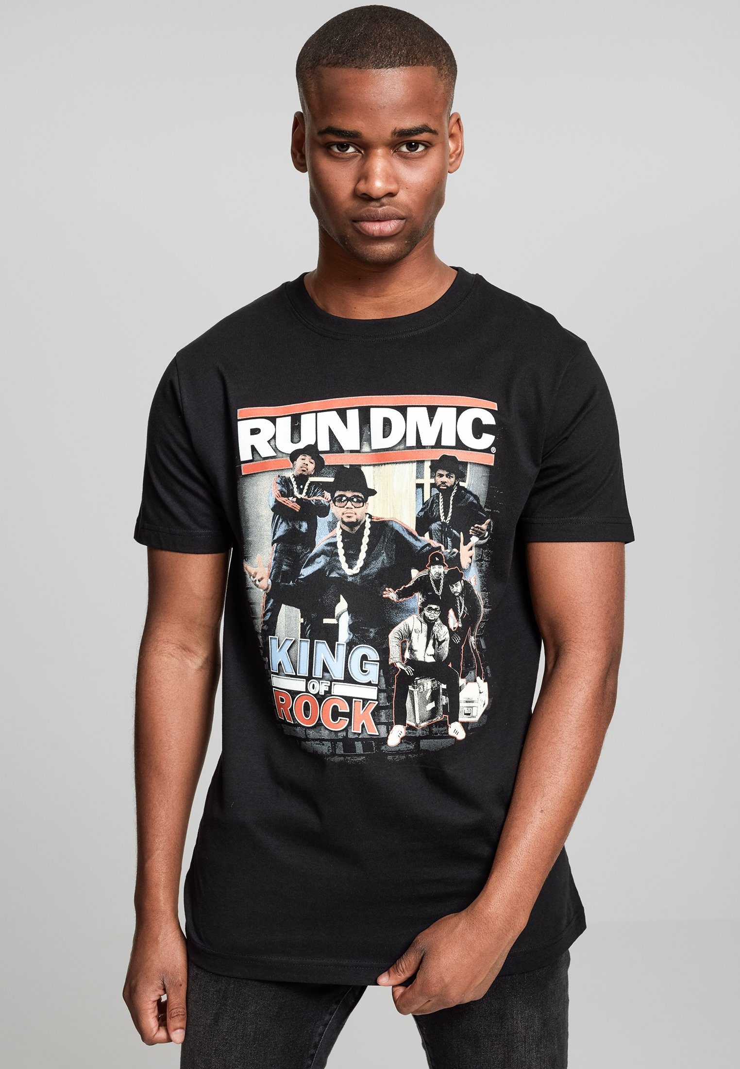 Run Tee DMC Herren Run MisterTee black MT563 Rock King DMC Rock Kurzarmshirt (1-tlg) of of King