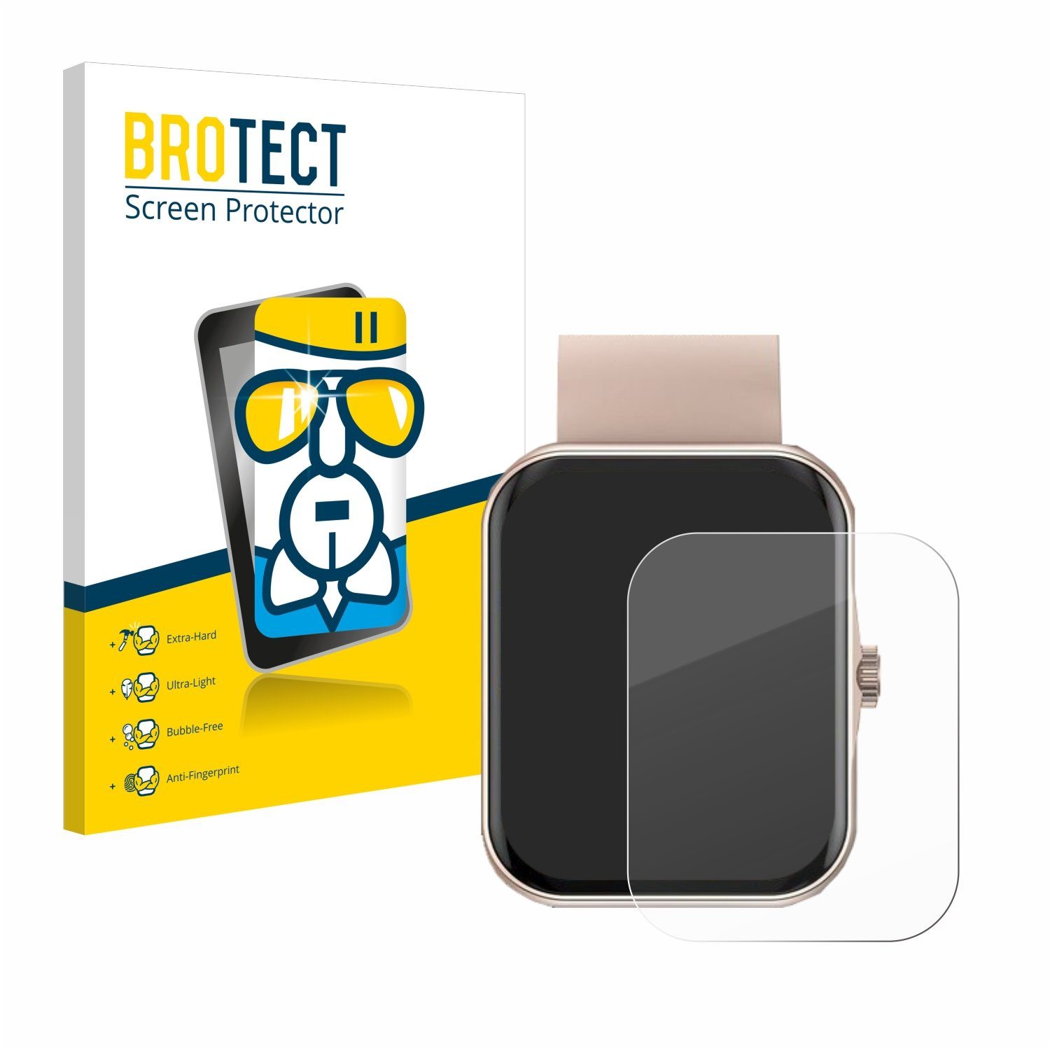BROTECT Displayschutzglas Folie für Mutoy Smartwatch 1.83", Schutzfolie Glas Panzer Display Schutz klar