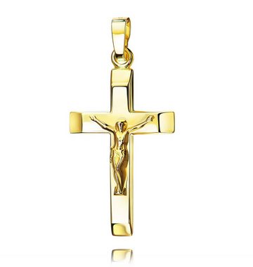JEVELION Kreuzanhänger Kruzifix 750 Gold (Goldkreuz, für Damen und Herren), Gold-Anhänger - Made in Germany
