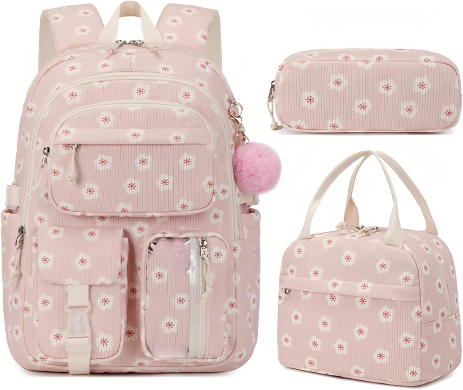 MOPUEA Schulrucksack Schulrucksack Set 3-tlg Wasserabweisend Ergonomisch mit Viele Fächer (3-teiliges Schulrucksack-Set für Schule, Freizeit und Reisen, 3-teiliges Schulrucksack-Set für Schule, Freizeit und Reisen), Leicht, großes Laptopfach, viele Fächer