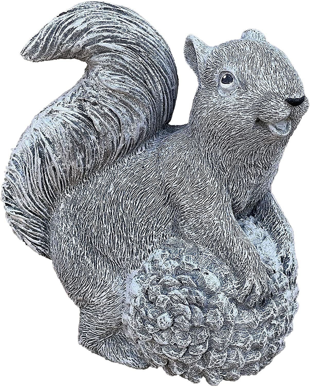 Stone and Style Gartenfigur Steinfigur Eichhörnchen mit Tannenzapfen