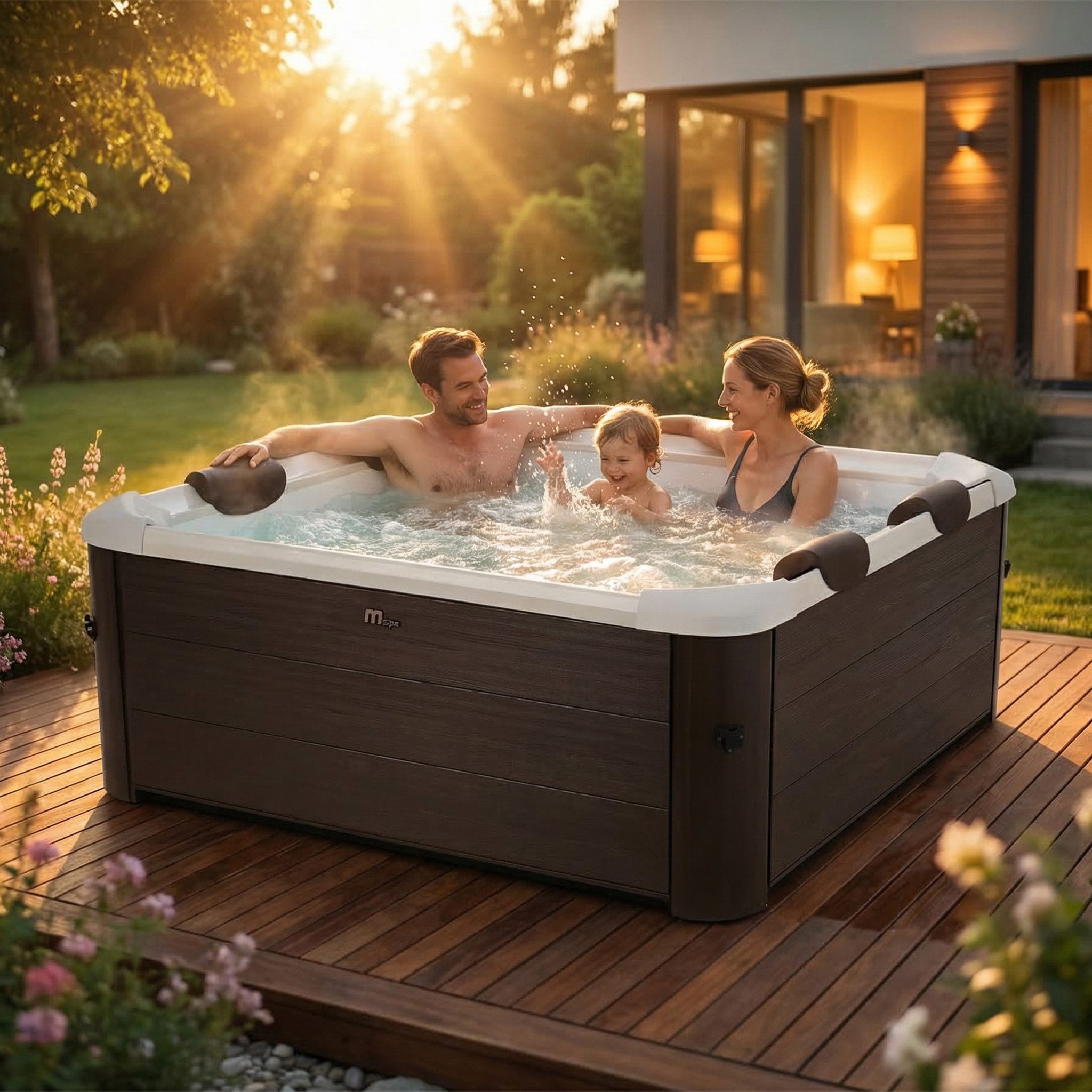 mSpa Whirlpool Frame Tribeca F-TR062W - 6 Personen, Stecksystem mit Einlageplane, (Whirpool Outdoor 6 Personen, App-Steuerung), Luftstrom-Massage, Schnellheizsystem