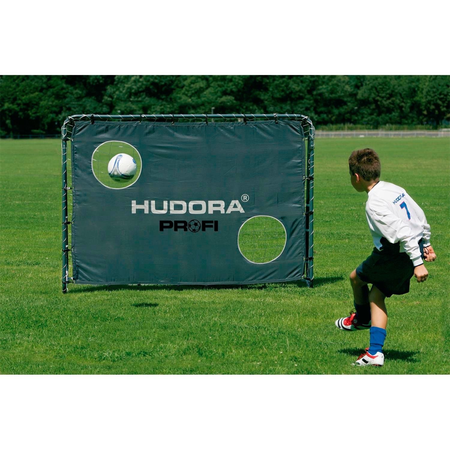Hudora Fußball 76093 Torwand für Fußballtor grau, 213 x 152