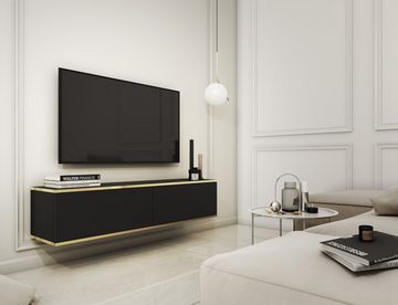 MOEBLO TV-Board Dayn RTV - 135 (Hängeschrank Lowboard Fernsehtisch TV Bank Fernseher TV Möbel, RTV-Schrank mit goldenen Einsätzen), (HxBxT):30x135x32cm