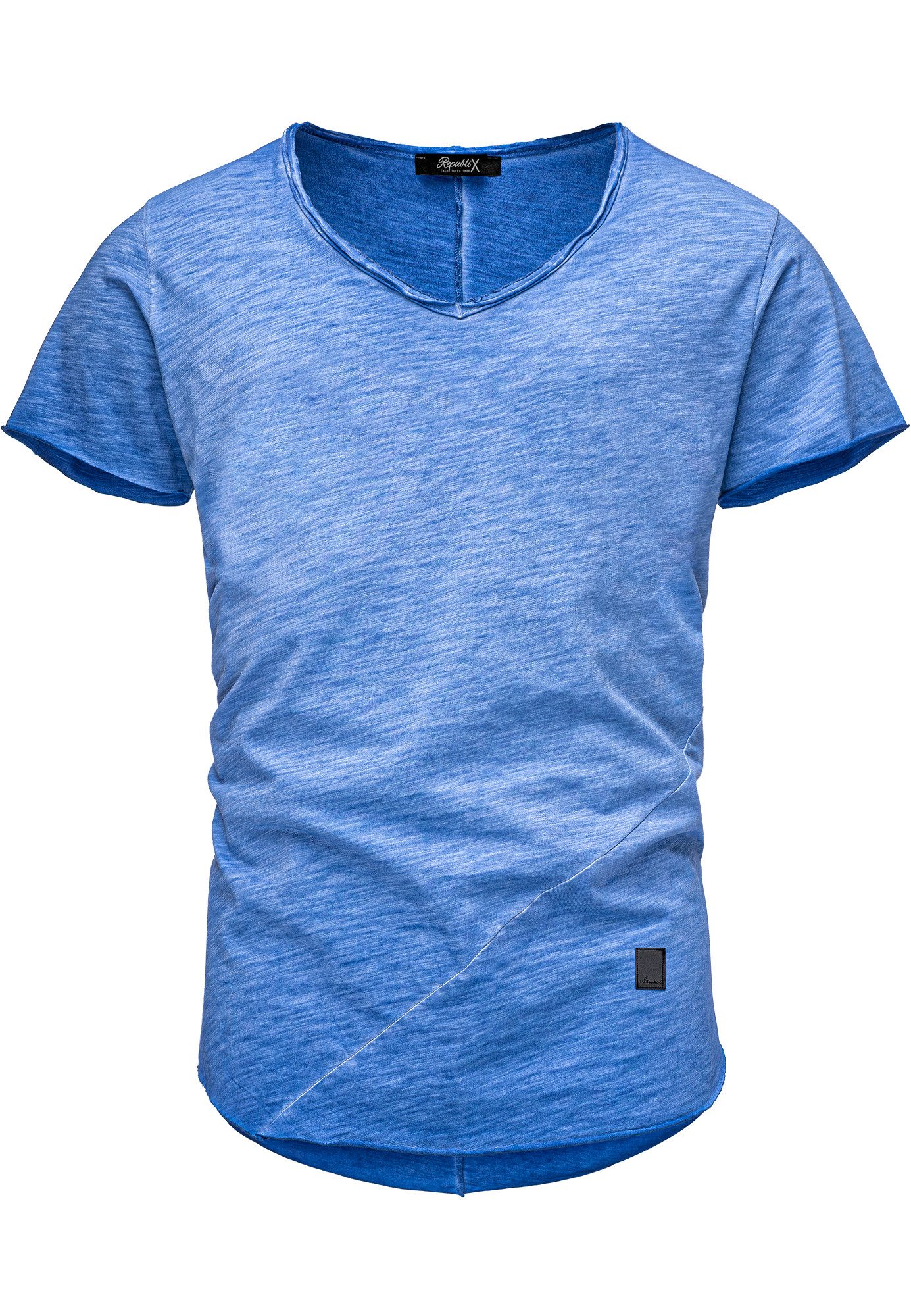 REPUBLIX T-Shirt AVA Herren Vintage Oversize Verwaschen V-Ausschnitt Shirt günstig online kaufen