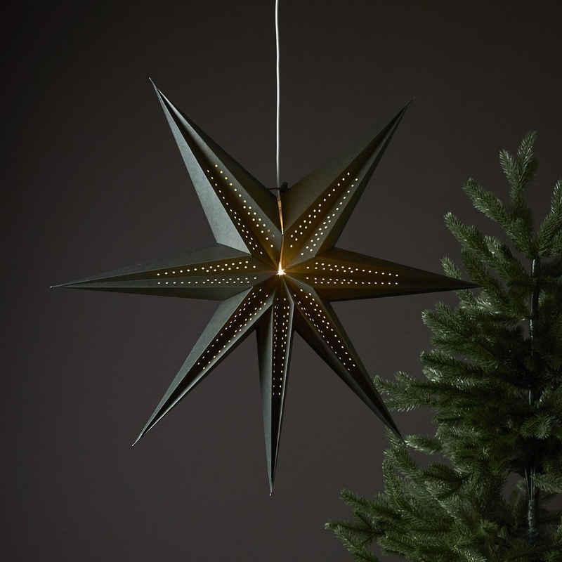 MARELIDA LED Stern Papierstern Point Weihnachtsstern Advent Faltstern hängend 60cm grün