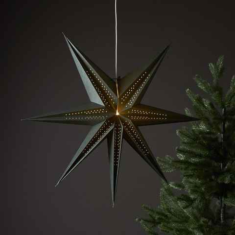 MARELIDA LED Stern Papierstern Point Weihnachtsstern Advent Faltstern hängend 60cm grün