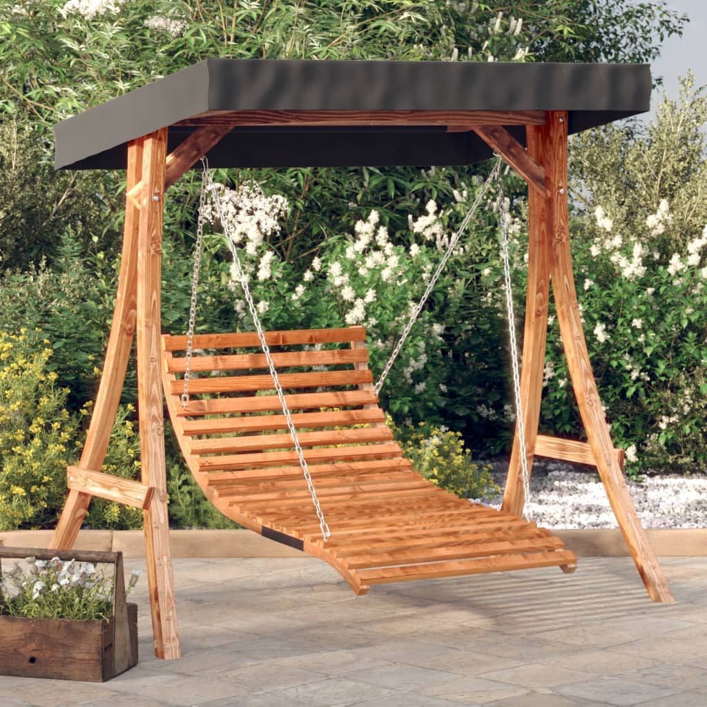 vidaXL Hollywoodschaukel, Hollywoodschaukel mit Dach Massivholz Fichte mit Teak-Finish