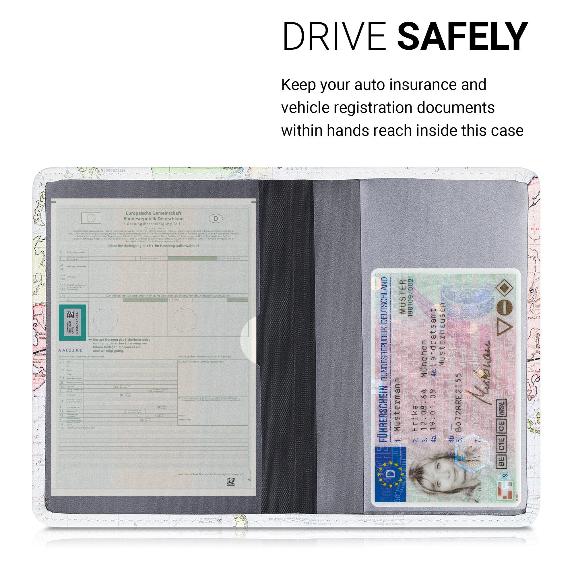 kwmobile Organizer Fahrzeugschein Hülle mit Kartenfächern (1 St), Kunstleder Etui Tasche Zulassungsbescheinigung – Bild 3 von 5