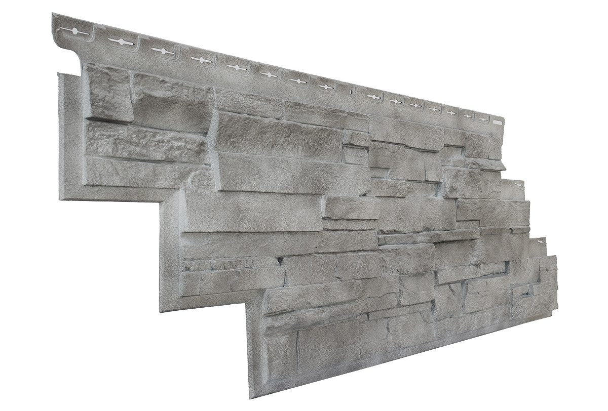 NOVIK Verkleidungspaneel NovikStone DS Platte 105x33cm 10 Stück 2,32qm Schichtstein grau, BxL: 51,44x114,3 cm, 0,46 qm, (Karton mit 10 Platten, 5,88 qm) Wandverkleidung mit 3-D-Effekt, problemlose Montage, Natursteinoptik