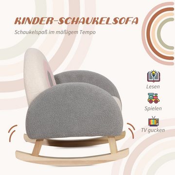 HOMCOM Sessel Schaukelstuhl Kindermöbel Kinderstuhl Lammfellimitat Grau (Kindersessel, 1-St., Kindercouch für Kinder 1,5-3 Jahre), 50B x 45T x 44H cm