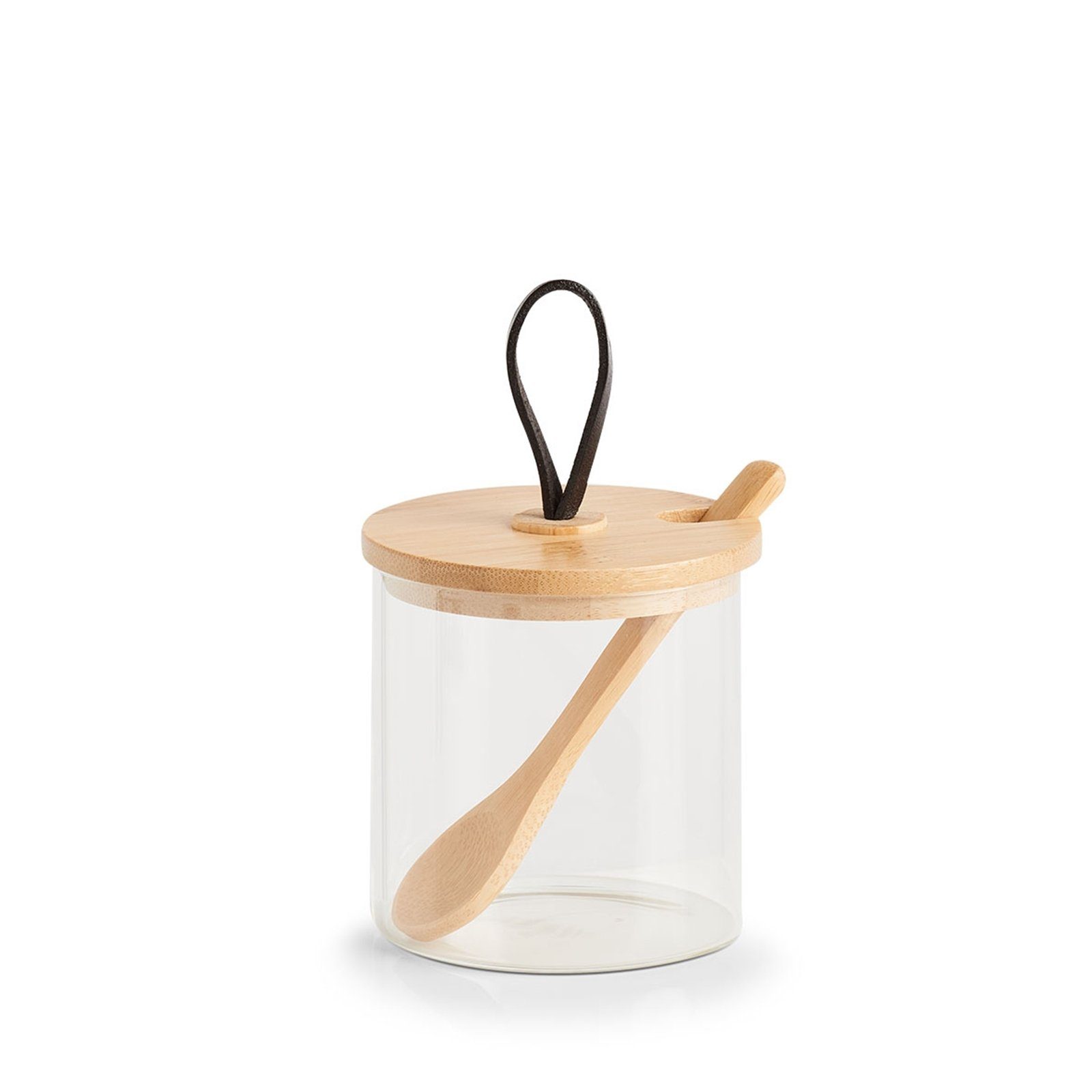Neuetischkultur Vorratsglas Vorratsglas rund Holzdeckel mit Schlaufe, Glas, Holz