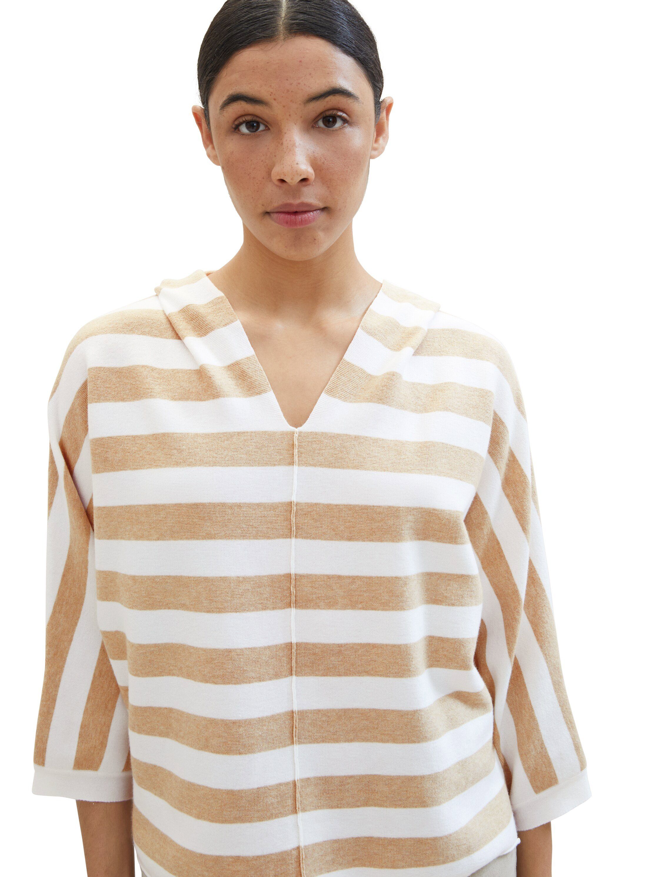 TOM TAILOR Kapuzenpullover mit weitem V-Ausschnitt