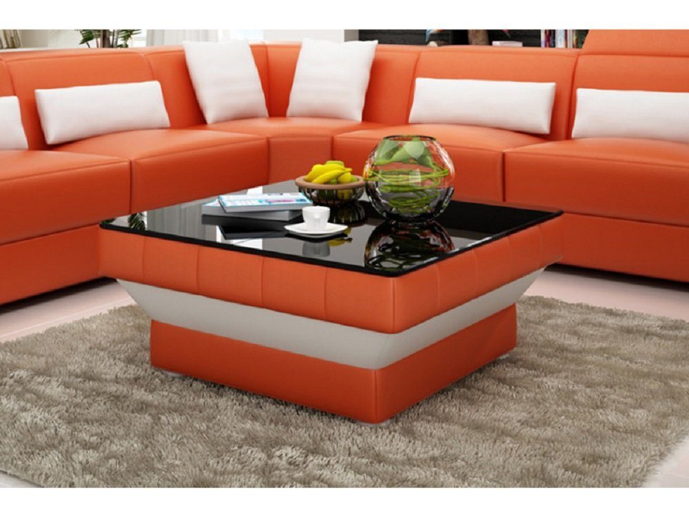 JVmoebel Couchtisch Design Glastisch Leder Couch Tisch Tische Glas Sofa Wohnzimmertische Orange