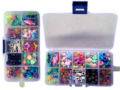 Livepac Office Gummibänder Beads Box mit 181 Beads und Charms für Loom Gummibänder