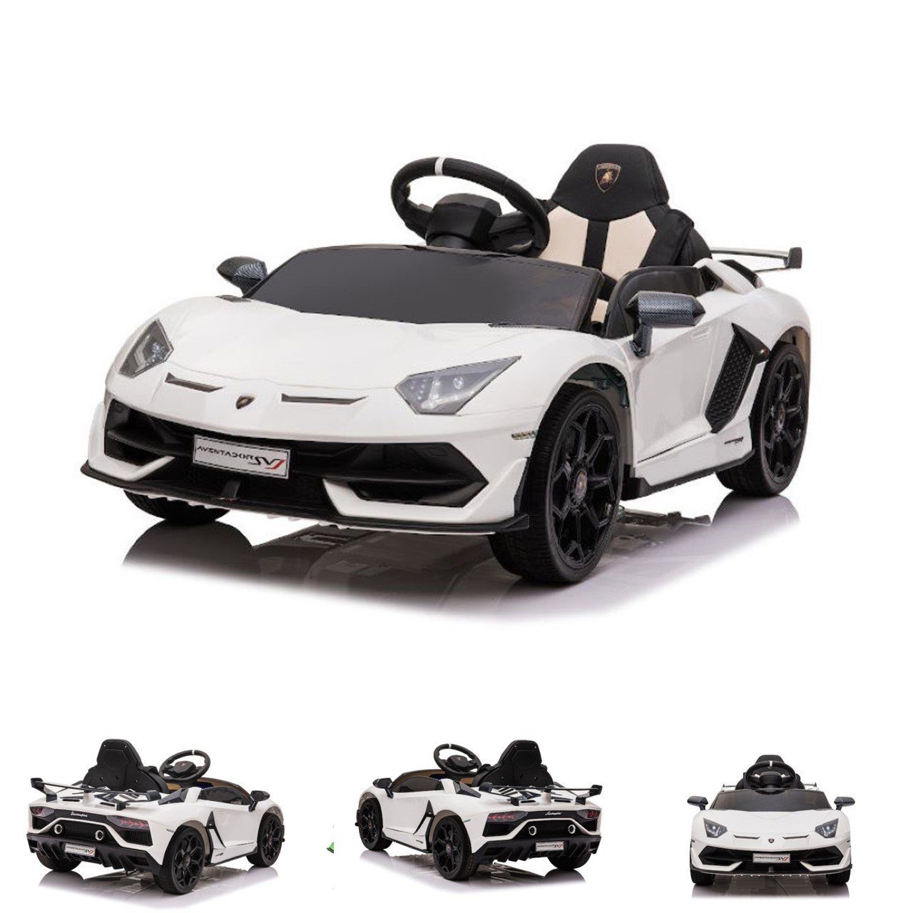 ES-Toys Elektro-Kinderauto Kinder Elektroauto Lamborghini, Belastbarkeit 40 kg, Aventador SVJ EVA-Reifen Sicherheitsgurt