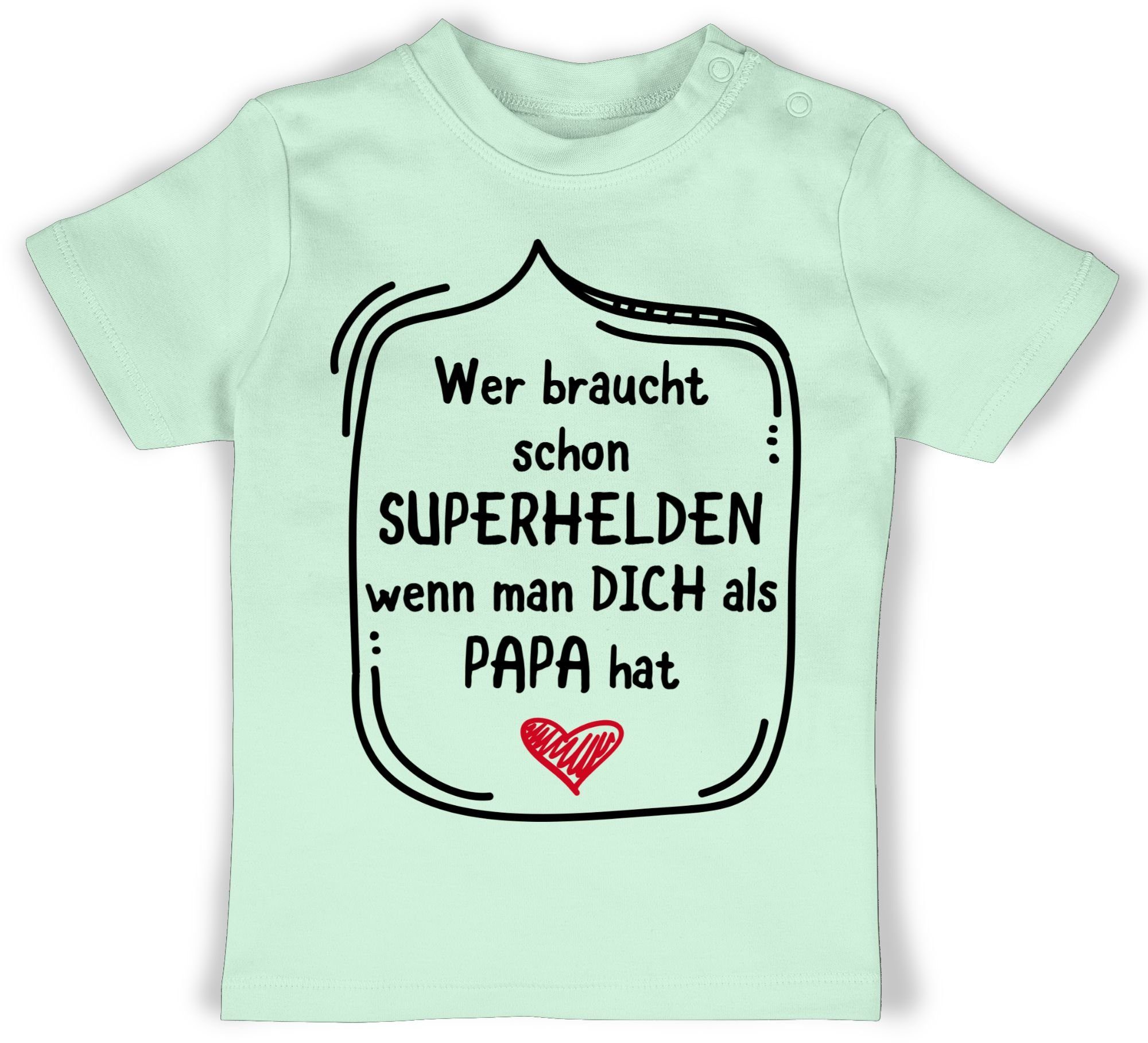 Shirtracer T-Shirt Wer braucht schon Superhelden wenn man dich als Papa hat Geschenk Vatertag Baby 3 Mintgrün