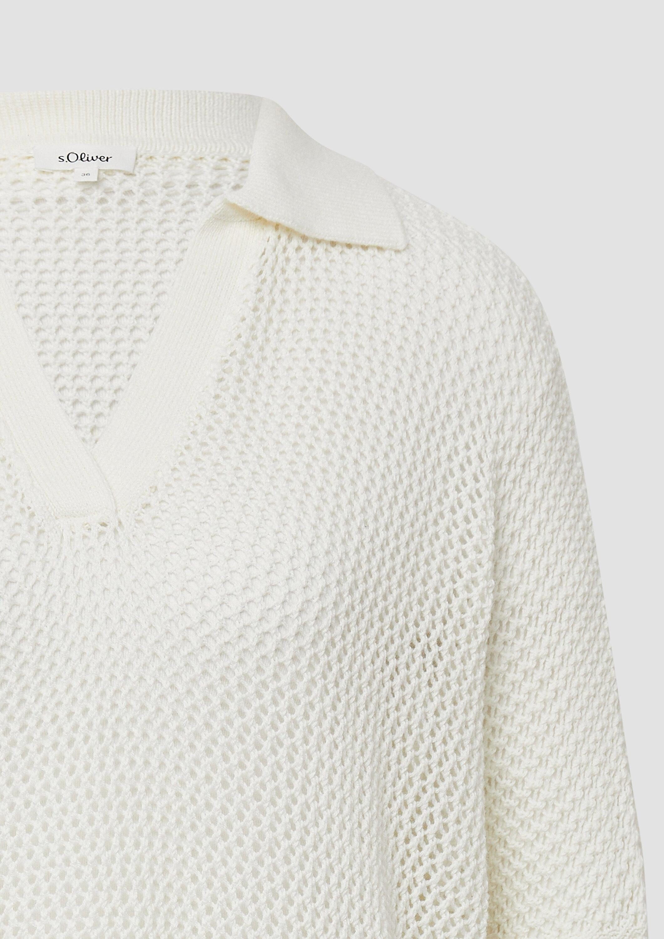 s.Oliver Kurzarmpullover Strickpullover Oversized Ajour-Polo