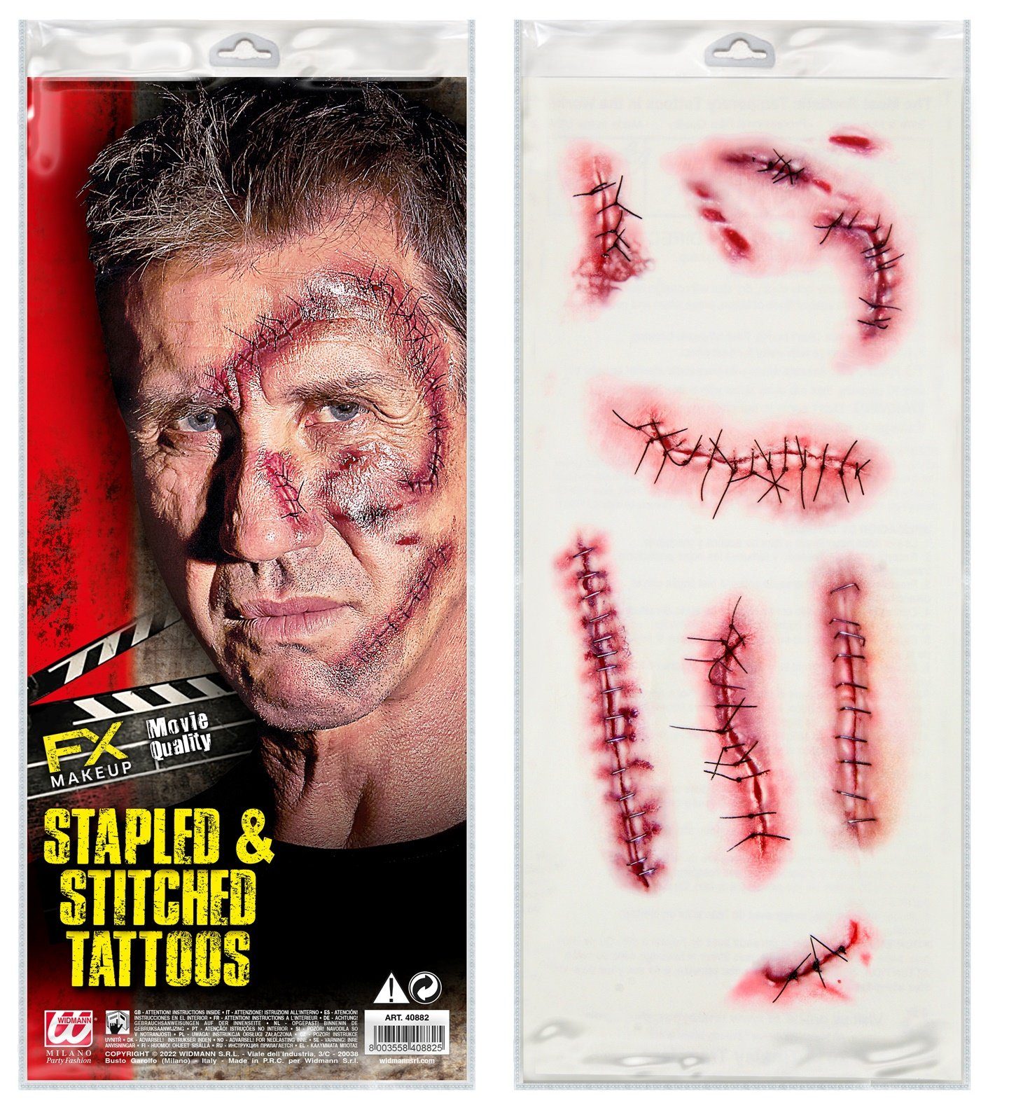 Schmuck-Tattoo '10 Wund Tattoos - Genäht und Geklammert', Rot -