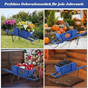 KOMFOTTEU Blumenständer Blumenwagen, mit Metallrad, Schubkarren-Dekoration