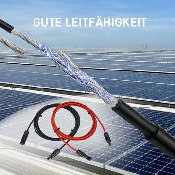 E.For.U Solarkabel Verlängerung Modulkabel, mit MC4 Stecker, H1Z2Z2-K Solarmodul PV Kabel 4mm²/6mm (100 cm), Rot+Schwarz
