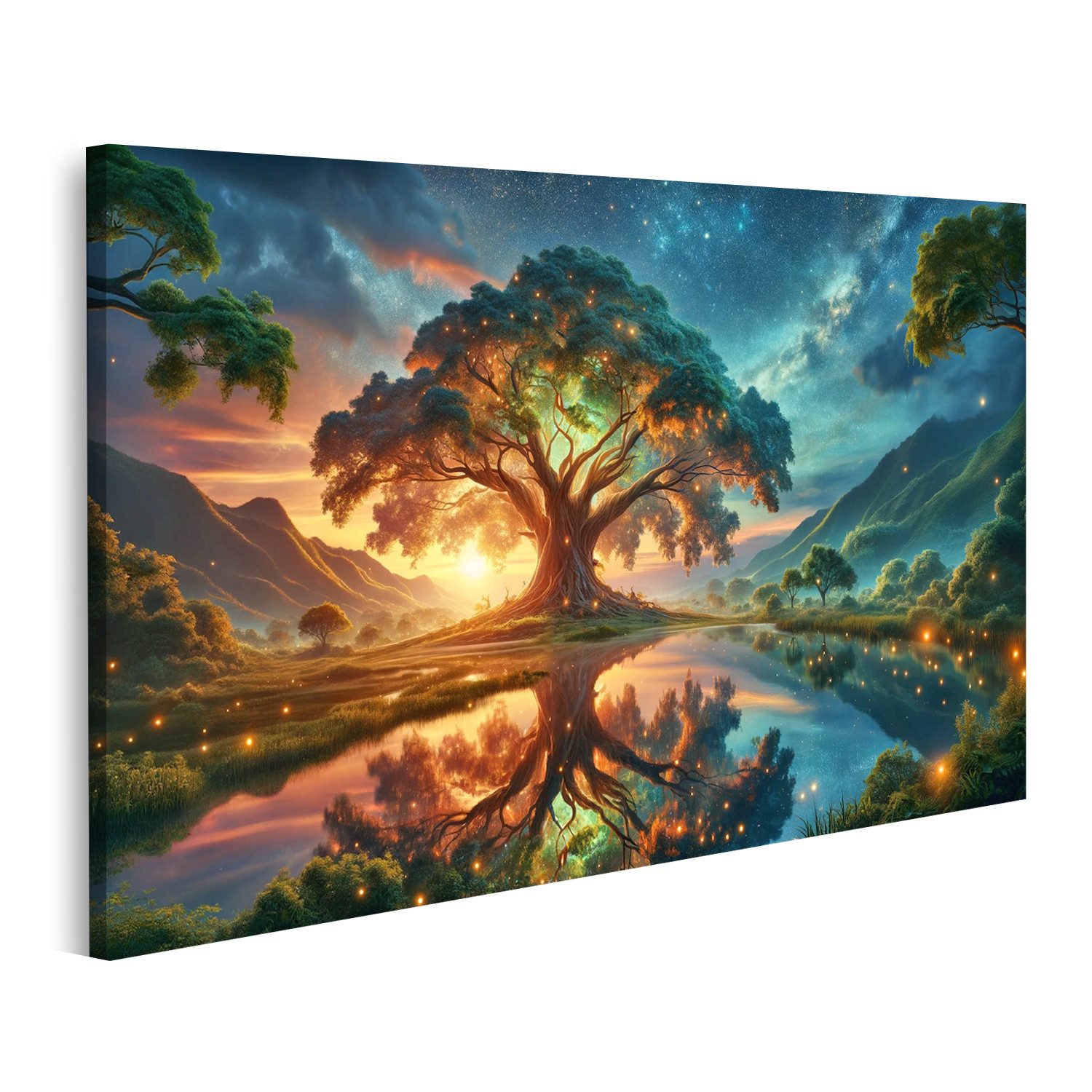 Leinwandbild Majestätischer Baum mystische Landschaft Großformat Zentrum