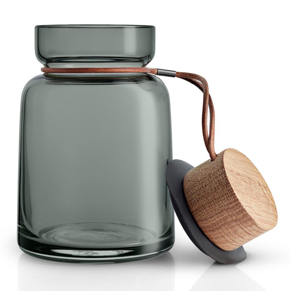 Eva Solo Vorratsglas Silhouette Rauchglas/Holz/Silikon/Leder 0.7 L, Glas,  (1-tlg), Aufbewahrung und Dekoration in einem | Vorratsgläser
